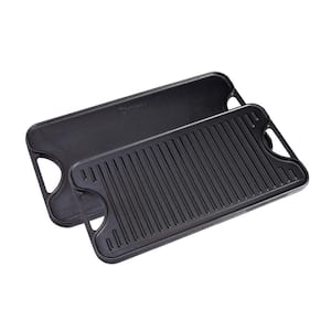 18.5 in x 10 in Black, Cast Iron Reversible Griddle/Skillet. Compatible on all Cooking Surfaces