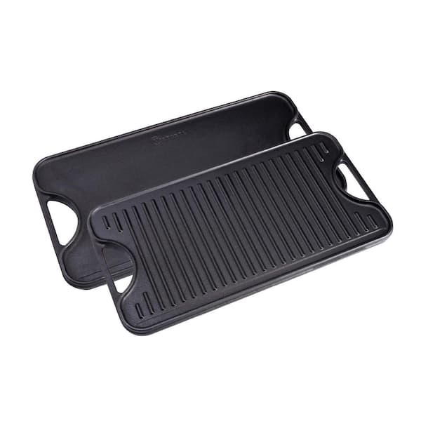 Victoria 18.5 in x 10 in Black, Cast Iron Reversible Griddle/Skillet. Compatible on all Cooking Surfaces