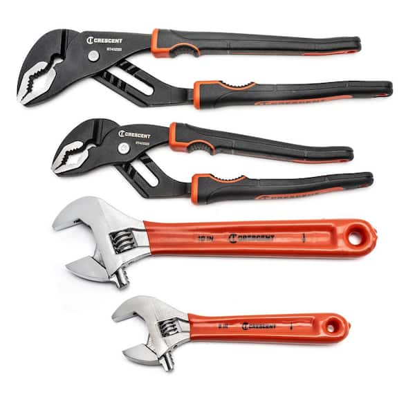 Crescent Adjustable Wrench (6 in. and 10 in.) and Tongue and Groove Plier (10 in. and 12 in.) Set (4-Piece)