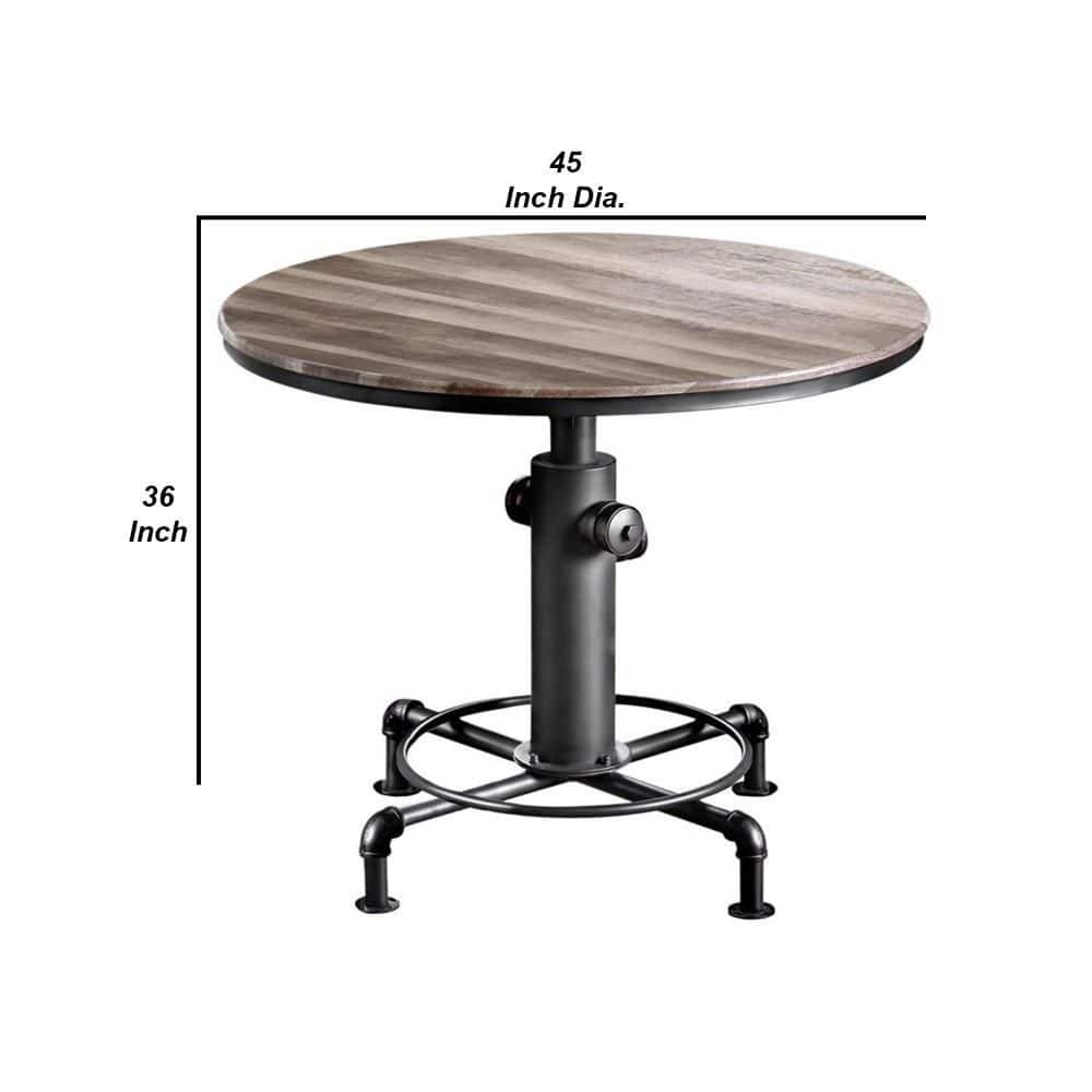 Round 45" Industrial Wood Counter Height Dining Table with Fire Hydrant Base