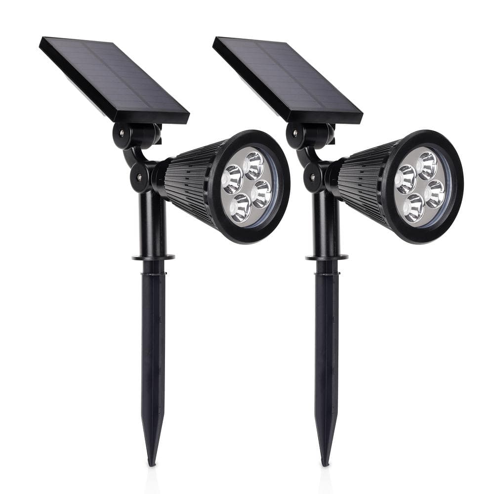 TECHKO 410 Lumens Solar Outdoor Integrated LED Black Spotlight