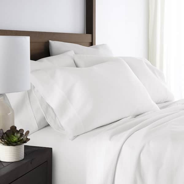 2-Piece White Solid Cotton King Pillowcase Set