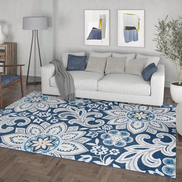 4x6 Modern Navy Area Rugs for Living Room, Bedroom Rug, Dining Room Rug, Indoor Entry or Entryway Rug, Kitchen Rug