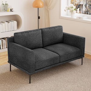 Modern 55.1 in. Square Arm Fabric Rectangle Sofa in Grey