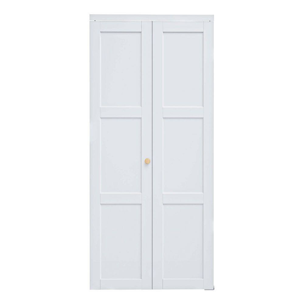 30 in. x 96 in. 3-Lite Panel Solid Core MDF White Finished Composite Closet Bi-fold Door with Hardware price history on PriceWatchPro