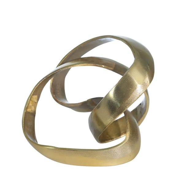 Gold 8 in. x 7 in. Metal Abstract Knotted Sculpture
