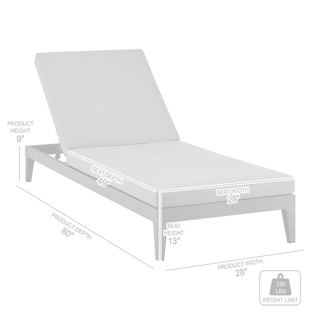 Menorca Gray Aluminum Outdoor Adjustable Chaise Lounge with Cushions