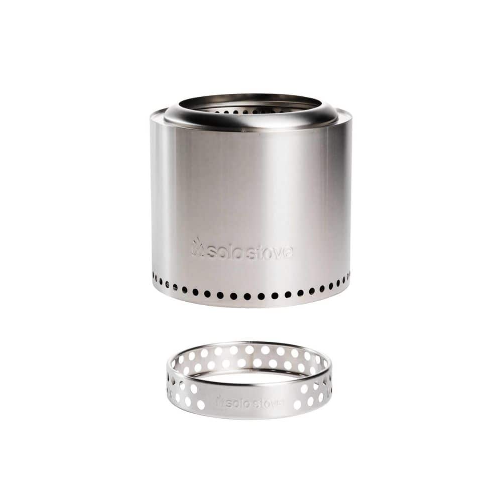 Compact Silver Stainless Steel Smokeless Wood Burning Fire Pit