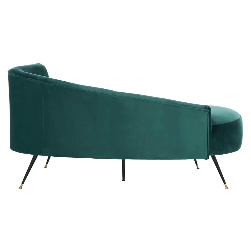 Evangeline 58'' Emerald Velvet and Black Metal Modern Settee