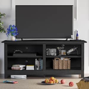 58 in. Black Wood TV Stand for TVs up to 65 in.