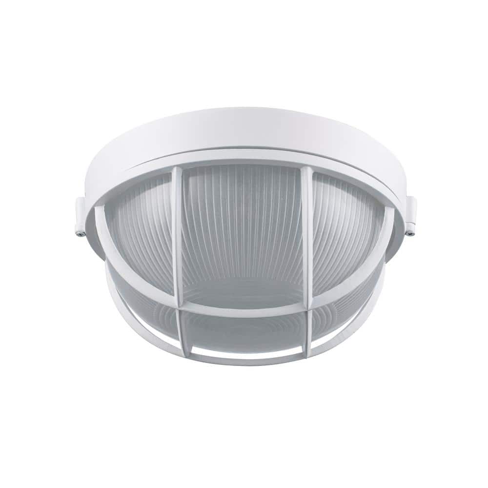 White Round Glass Outdoor Bulkhead Light