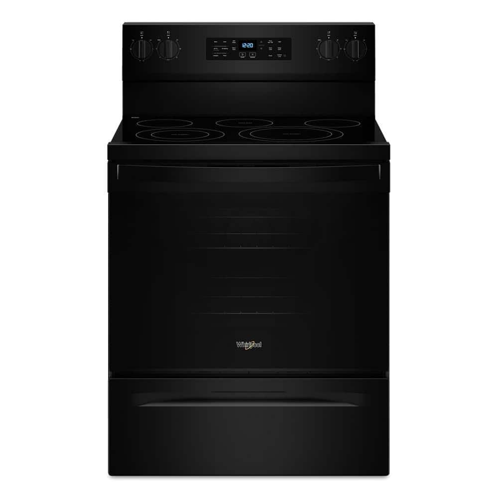 Whirlpool 30 in. 5-Element Freestanding Electric Range in Black with Air Cooking Technology