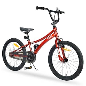 Kids Red 20 in. Age 7-10 Years Boys Bike, Height Adjustable Saddle & Handlebar, Rear Coaster Brake & Front V Brake