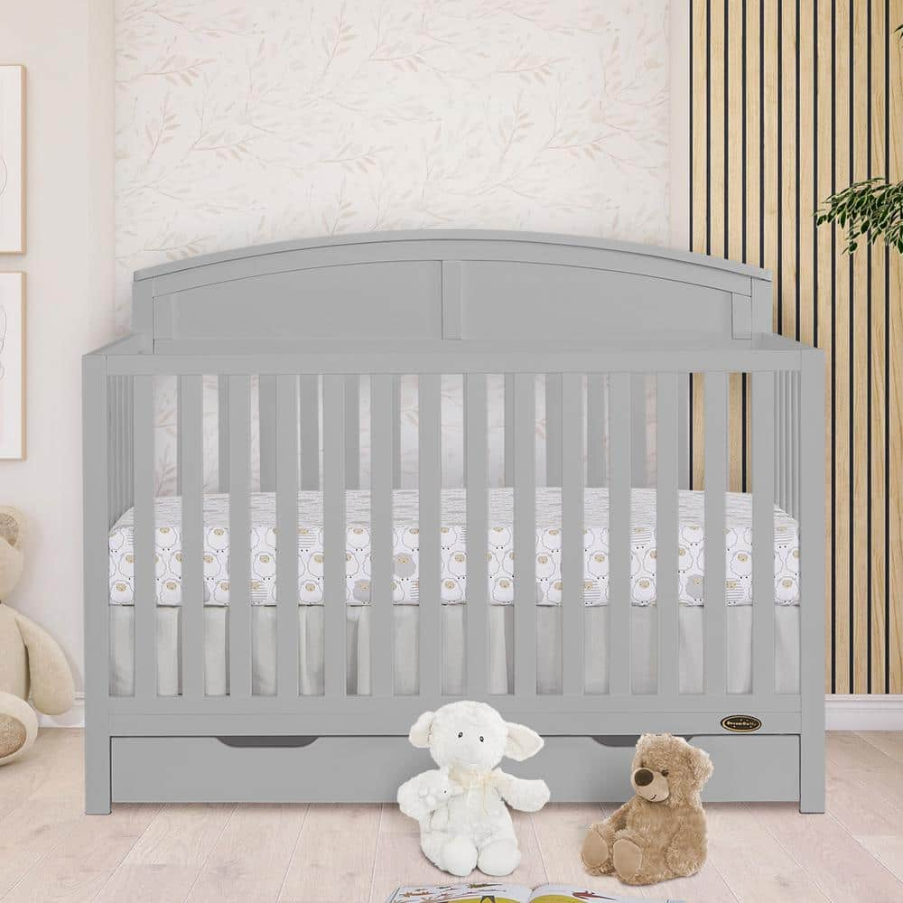 Pebble Grey Storybrooke 5 in 1 Convertible Crib with Under Drawer