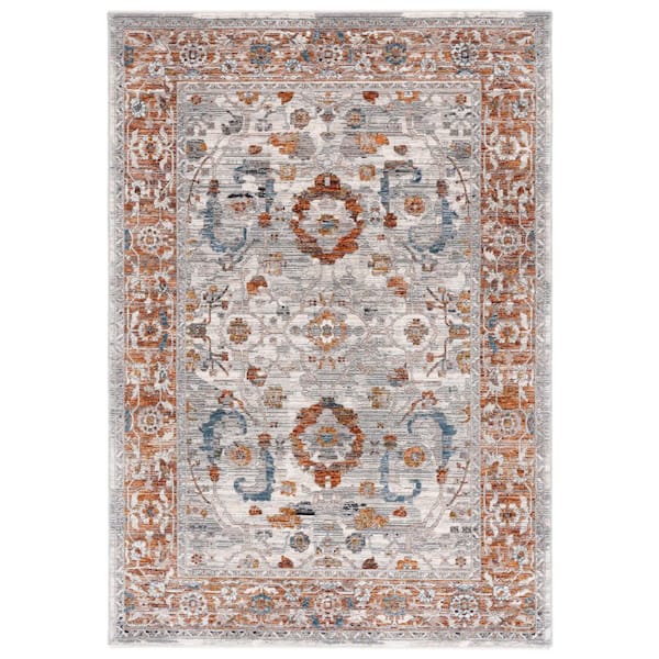 SAFAVIEH Heirloom 5 ft. x 8 ft. Ivory Gray/Rust Ornate Border Area Rug