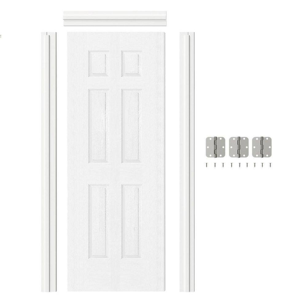32 in. x 80 in. 6 Panel, Hollow Core, White Primed, MDF Prehung Interior Door Right-Handed with Door Jamb and Hardware price history on PriceWatchPro