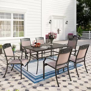7-Pieces Alumninum Outdoor Patio Dining Set with 6 Textilene Dining Chairs and Dining Table