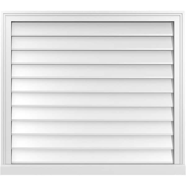 Ekena Millwork 36 in. x 32 in. Vertical Surface Mount PVC Gable Vent: Decorative with Brickmould Sill Frame