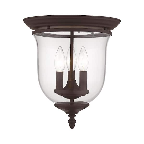 Livex Lighting Legacy 3 Light Bronze Flush Mount