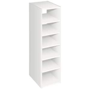 Selectives 12 in. W White Walk-In Tower Unit Wall Mount Stackable 6-Shelf Wood Closet System