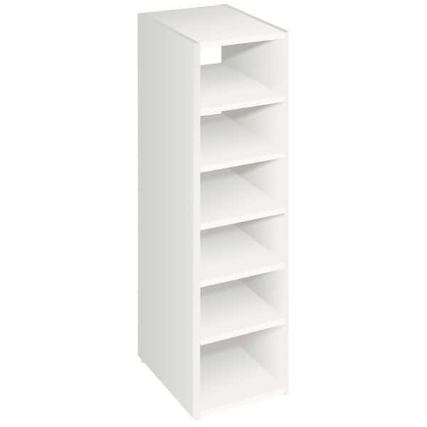 Selectives 12 in. W White Walk-In Tower Unit Wall Mount Stackable 6-Shelf Wood Closet System