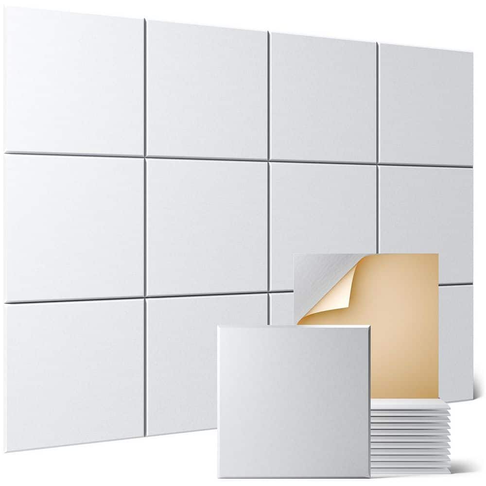 12 in. x 12 in. x 0.4 in. White Acoustic Wall Panels with Self-Adhesive (12-Pack), Decorative Soundproof Wall Panels price history on PriceWatchPro