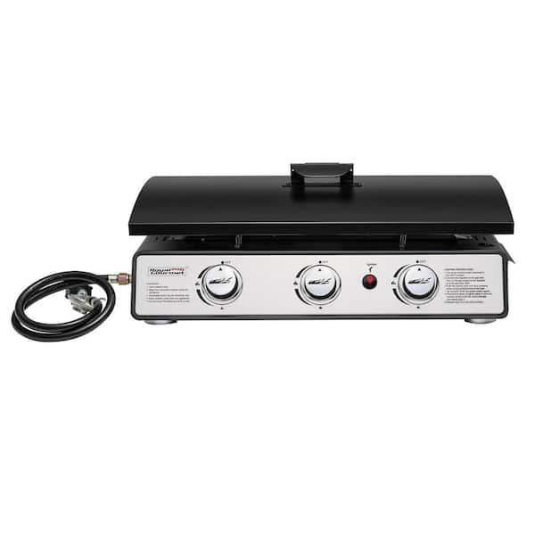 Royal Gourmet PD2301S 3-Burner Portable Liquid Propane Gas Grill Griddle with Top Hard Cover, 24 in., Silver and Black
