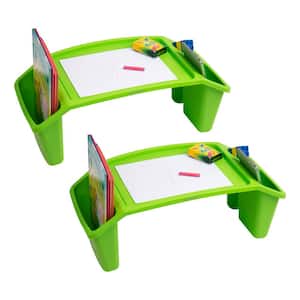 22.25 in.  in. Rectangle Green Plastic Portable Kids Lap Desk Activity Tray, 2-Pack