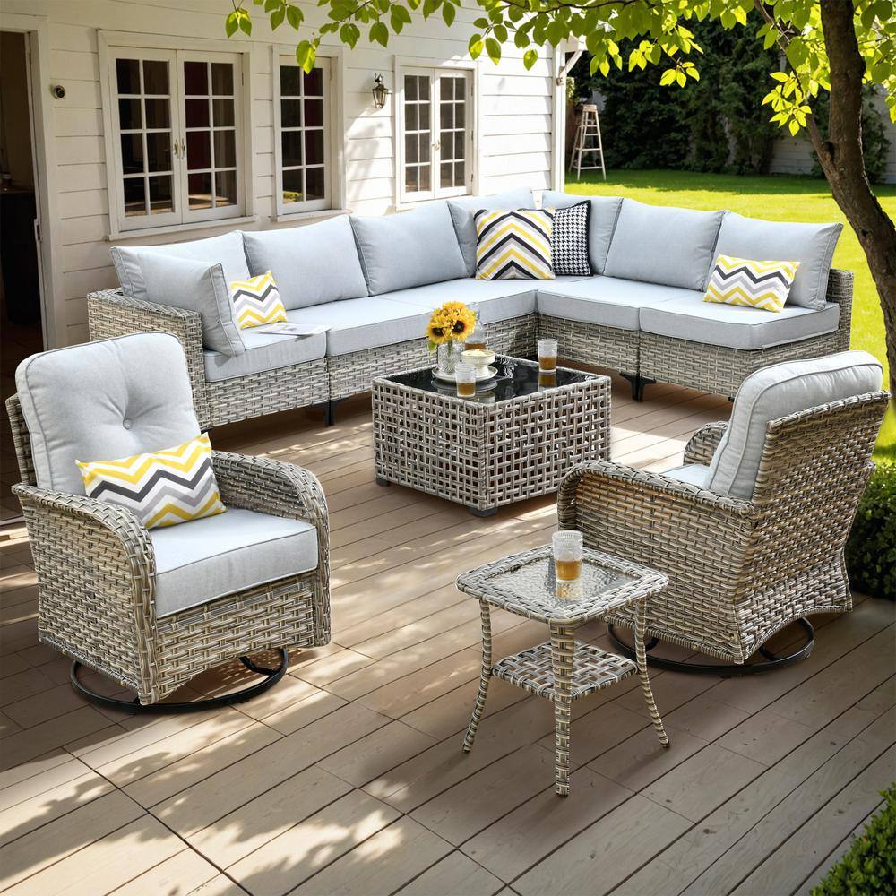 XIZZI Aquarius 10-Piece Wicker Patio Conversation Seating Sofa Set