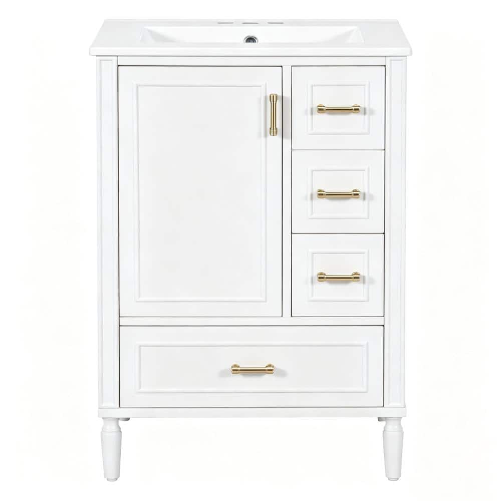 24in. W in Single of Sink Soft Close Door Vanity White Bath Vanity with White Ceramic Top Basin price history on PriceWatchPro