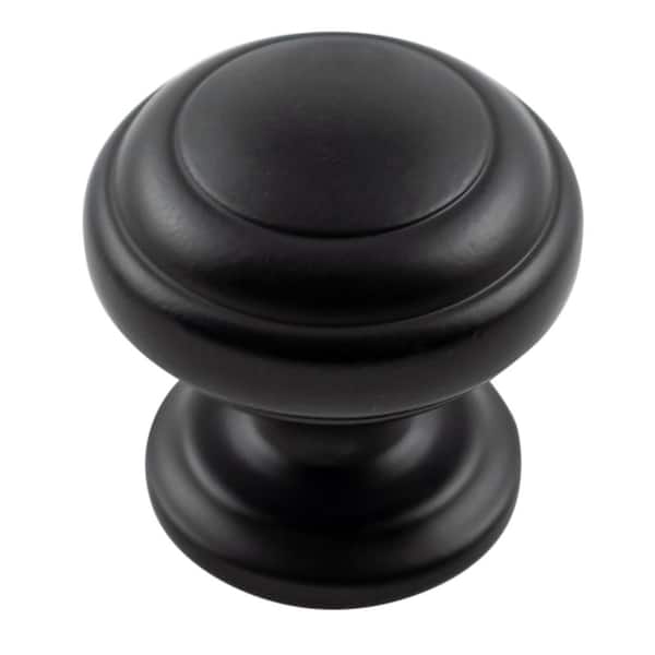 HICKORY HARDWARE Zephyr Collection Knob 1-1/4 in. Diameter Matte Black Finish Modern Zinc Cabinet Knob (1-Pack)