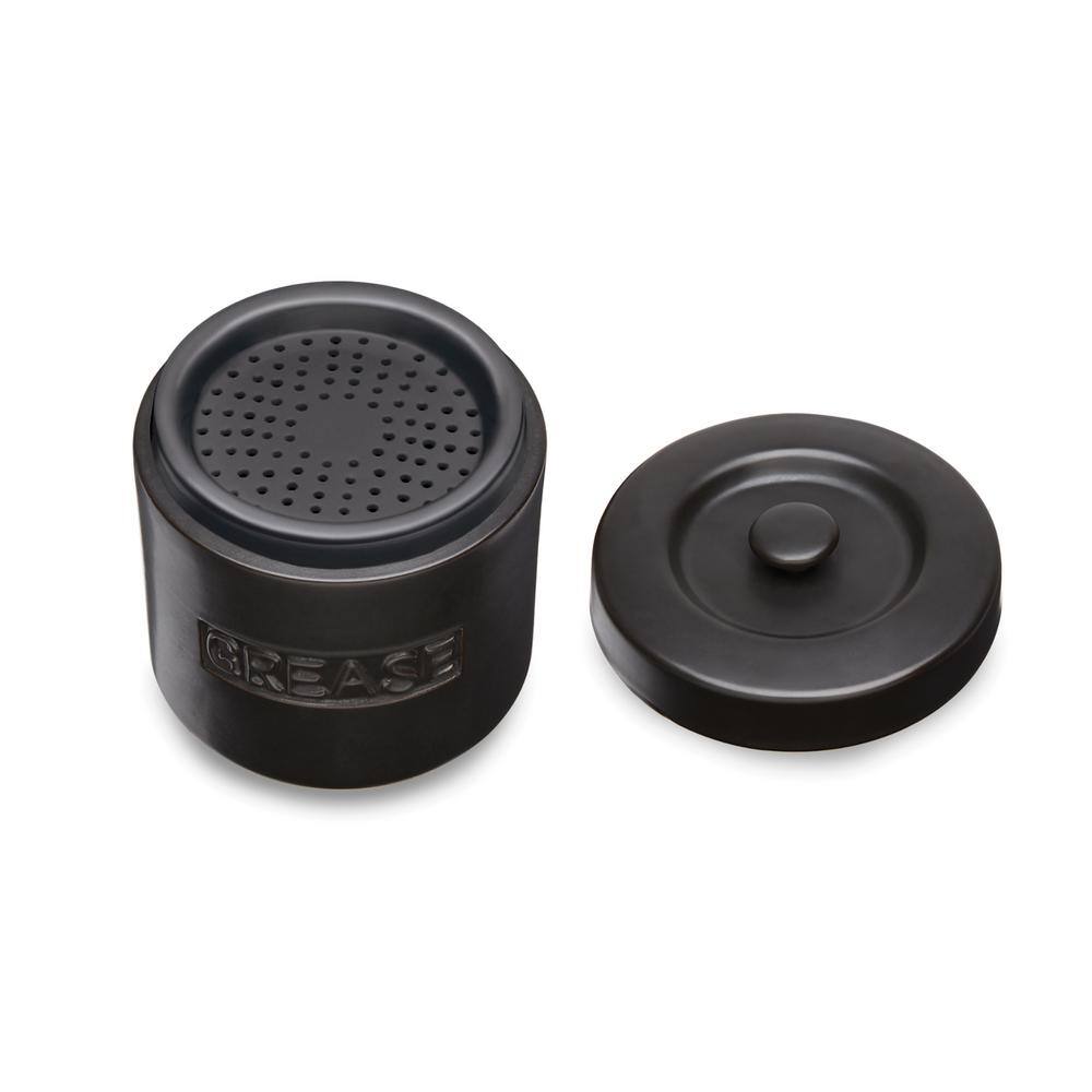 Matte Black Ceramic Grease Container with Lid, 32 oz