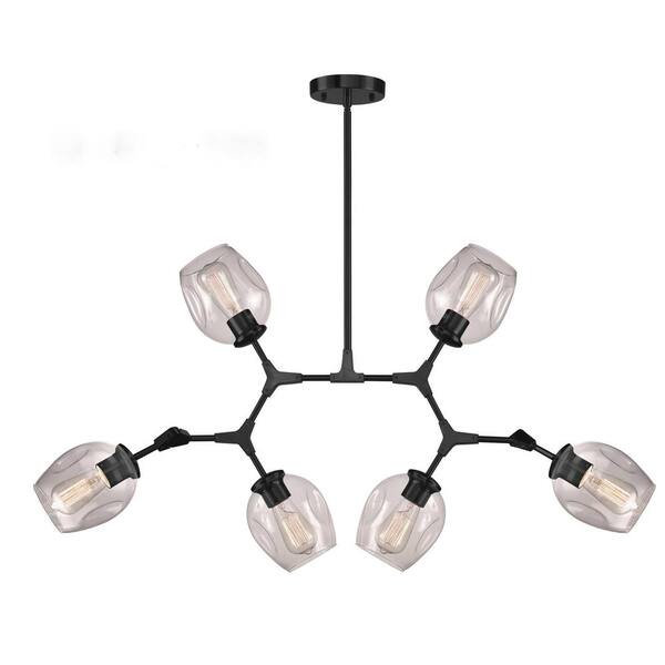 Monteaux Lighting 6 Light Black Modern, Home Depot Chandelier Glass Lamp Shades