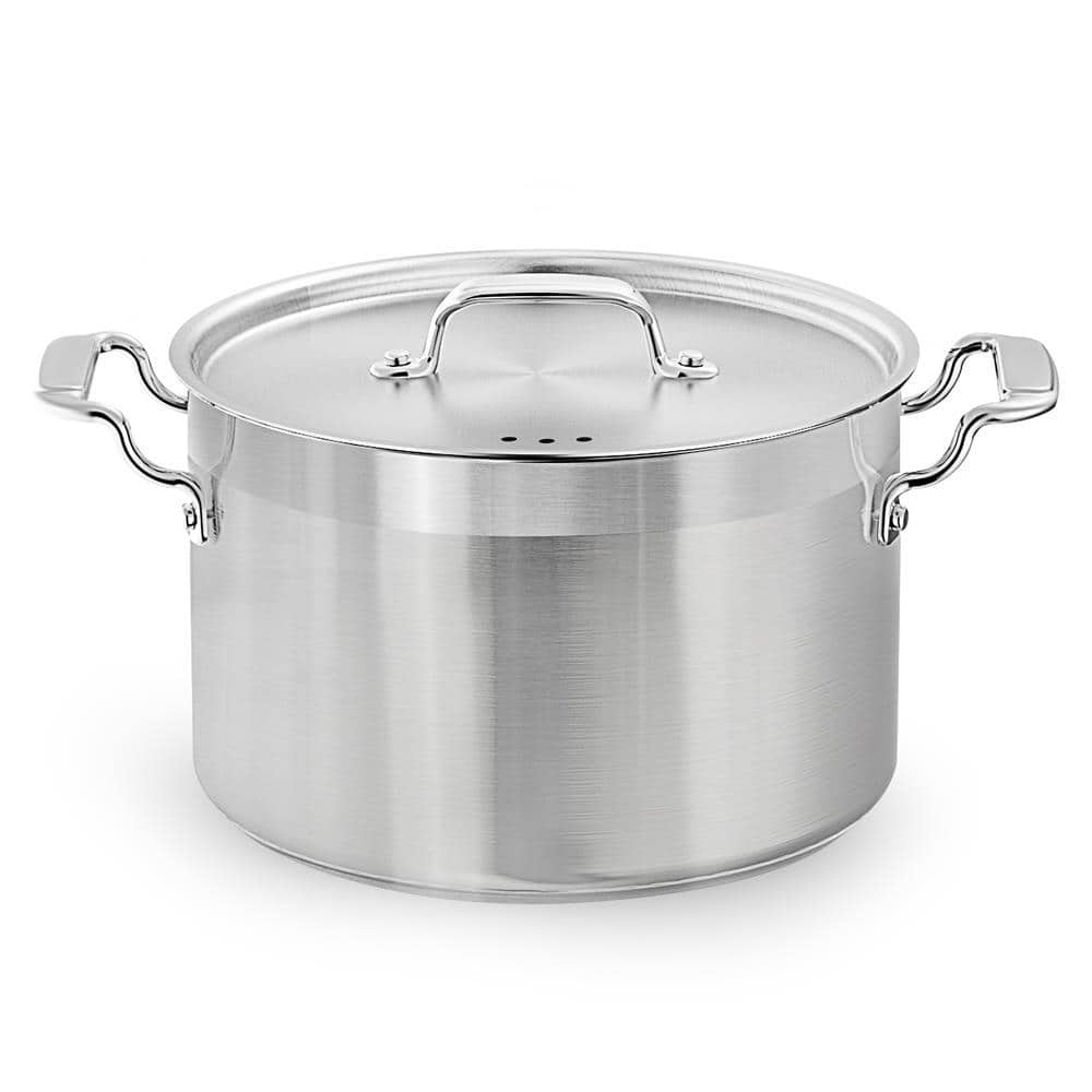 NutriChef 1 Piece Stainless Steel Non-Stick Induction Sauce Pots Set - 5 Quart, with Cast Iron Lids