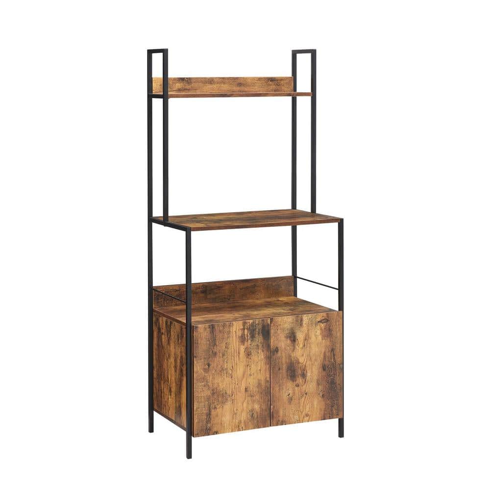 THE URBAN PORT Rustic Brown and Black 3Shelf Metal Frame 24.75 in. W Kitchen Baker's Rack with