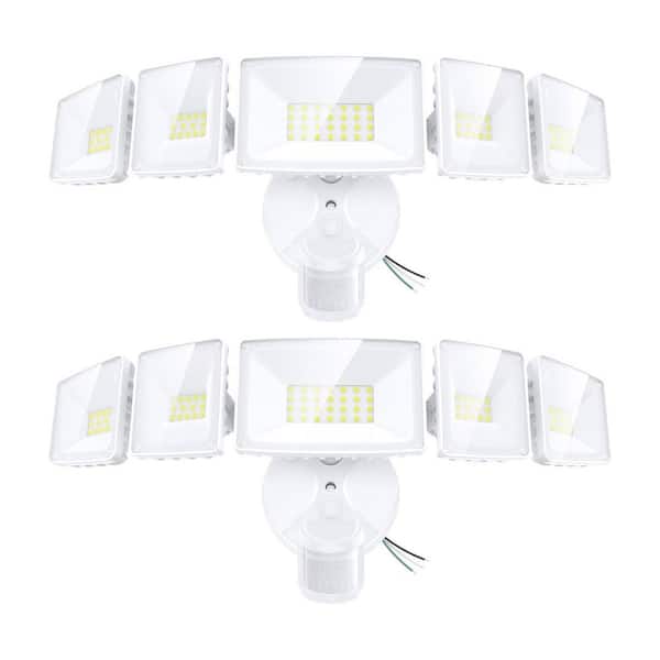 55W LED Security Flood Light 5000 Lumen 360° Motion Sensing IP65 Waterproof White Hardwired Outdoor