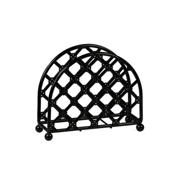 Home Basics 5 in. x 5 in. x 2.5 in. Napkin Holder in Black Lattice