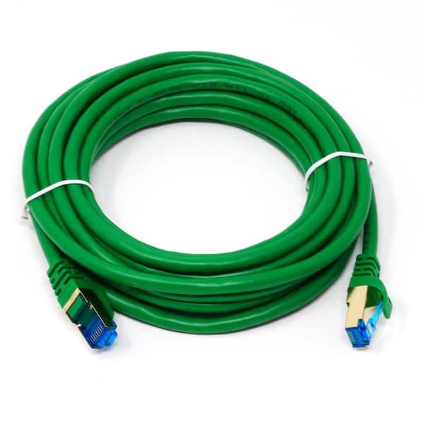 QualGear 15 ft. Cat 7 Round High-Speed Ethernet Cable Green