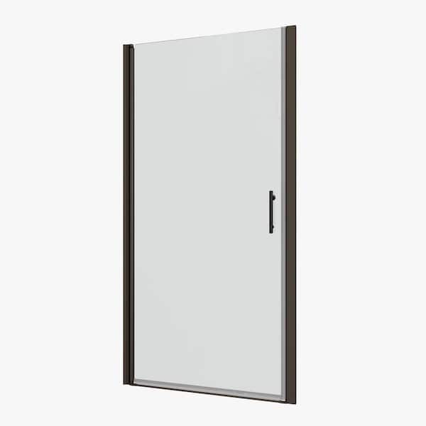 24 in. W x 72 in. H Pivot Frameless Shower Door in Matte Black with Clear Tempered Glass