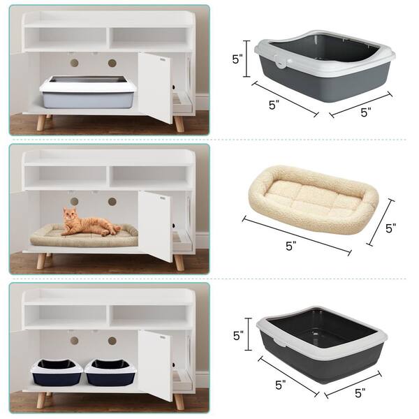 WIAWG 6 in 1 Cat Litter Box Enclosure Furniture with Litter Catcher, Wooden  Cat Hidden Litter Box with Drawer and Shelves YLM-AMKF180113-01 - The Home  Depot