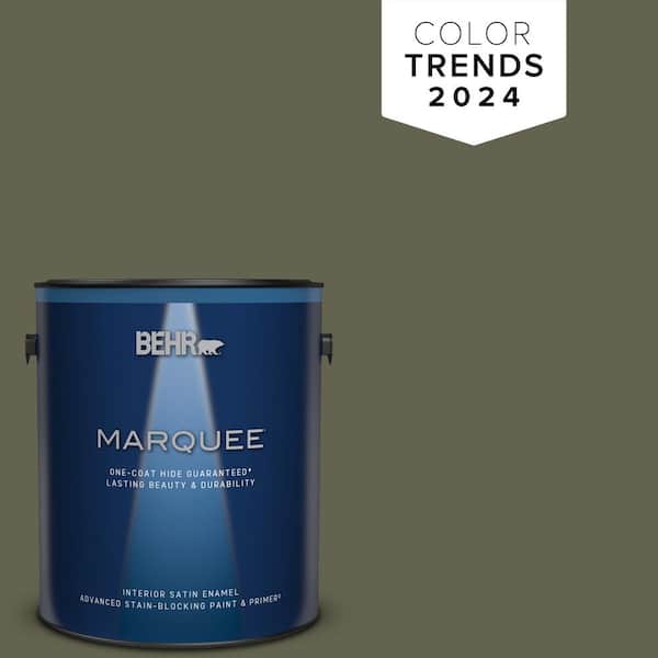 BEHR MARQUEE 1 gal. #N350-7A Mountain Olive One-Coat Hide Satin Enamel Interior Paint & Primer