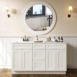 60-in W X 21-in D X 34.5-in H in Shaker White Plywood Ready to Assemble Floor Vanity Sink Base Kitchen Cabinet