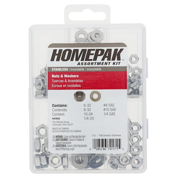 Stainless-Steel Nuts and Washers Assortment (5-Pack)