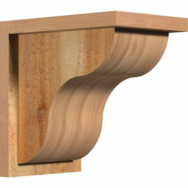 Ekena Millwork 8 in. x 12 in. x 12 in. Western Red Cedar Carmel Rough Sawn Corbel with Backplate