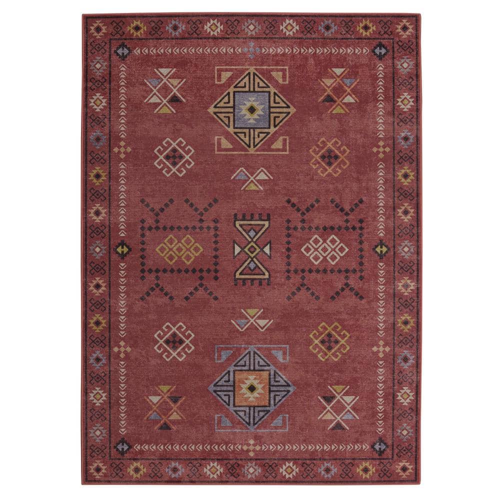 Park Aubrey Red and Cream 3 ft. x 5 ft. Traditional Woven Distressed Polyester Rectangle Indoor Accent Area Rug price history on PriceWatchPro