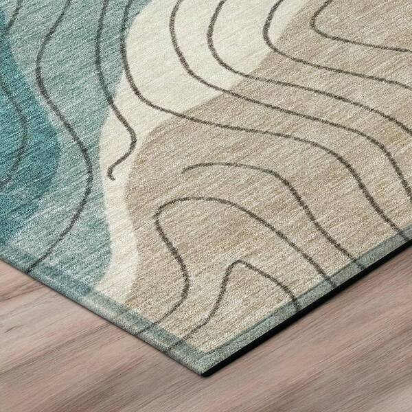 Chantille Machine Washable Indoor/Outdoor Abstract ACN3016 Teal 10 ft. x 14 ft. Area Rug