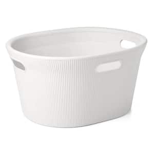 35 l White Smoke Rectangle Plastic Ribbed Laundry Basket