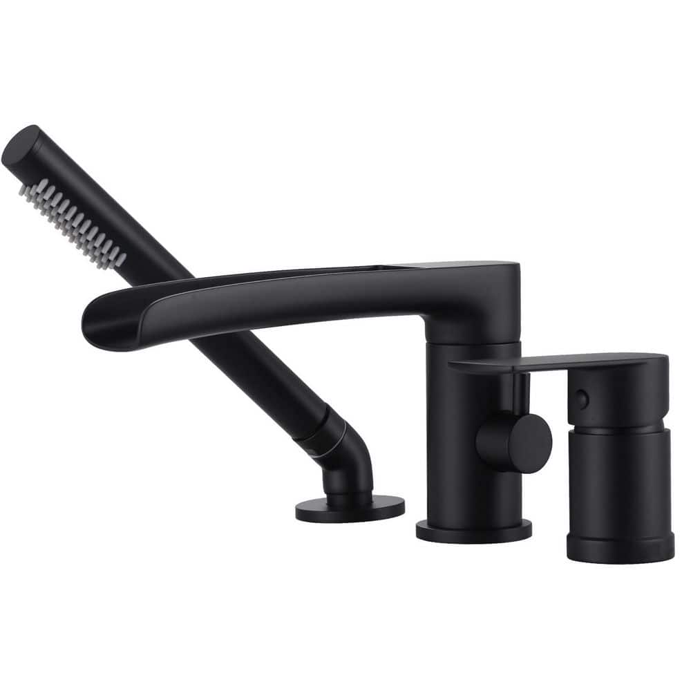 Single-Handle Deck-Mount Roman Tub Faucet with Hand Shower in Matte Black price history on PriceWatchPro