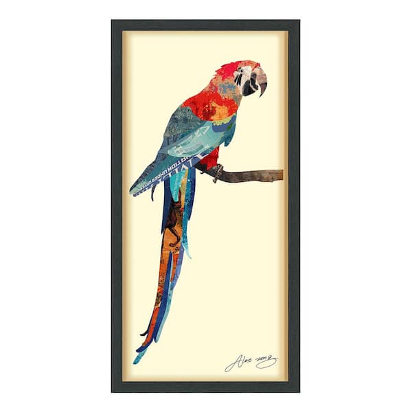 Empire Art Direct "Tropical Parrot" Dimensional Collage Framed Graphic Art Under Glass Wall Art, 33 in. x 17 in.