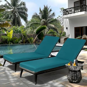 2-Pieces 75 x 24 Replacement Outdoor Lounge Chair Cushion Patio Furniture Seat Cushion Chaise Lounge, Blue